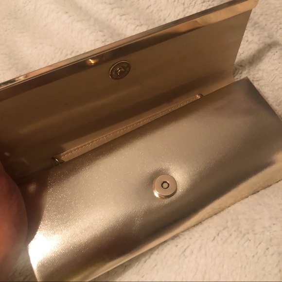 Call It Spring Gold Textured Glitter Clutch - Picture 4 of 7